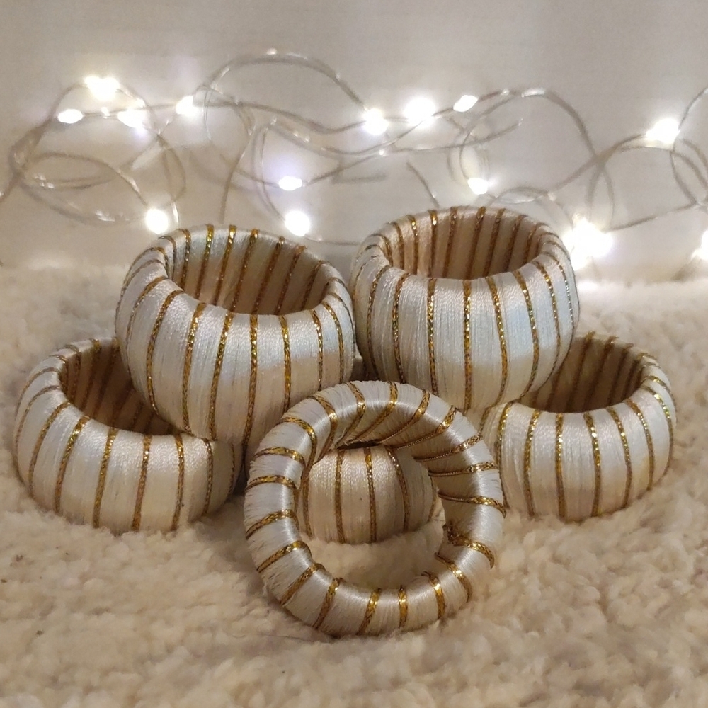 Chic Gold and White Bangle Set